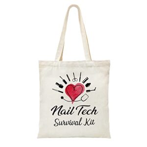 zhantuone canvas tote bag gift，nail tech survival kit，nail technician gifts，for women manicurist gift，nail graduation gift， funny birthday gifts，for nail tech multipurpose canvas tote bag gift