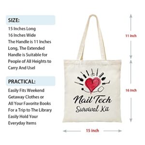 ZHANTUONE Canvas Tote Bag Gift，Nail Tech Survival Kit，Nail Technician Gifts，For Women Manicurist Gift，Nail Graduation Gift， Funny Birthday Gifts，For Nail Tech Multipurpose Canvas Tote Bag Gift