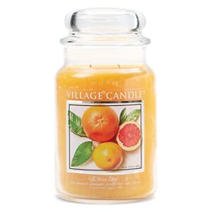 village candle citrus zest large apothecary jar candle, 21.25 net ounces, traditions collection, orange