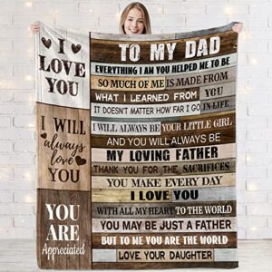 gifts for dad from daughtger throw blanket birthday gifts to my dad father ultra-soft cozy fleece blanket idea blanket for bedding sofa (dad-wood, 60″x50″)