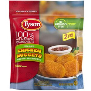 tyson fully cooked breaded nugget shaped chicken patty, 2 pound — 12 per case.