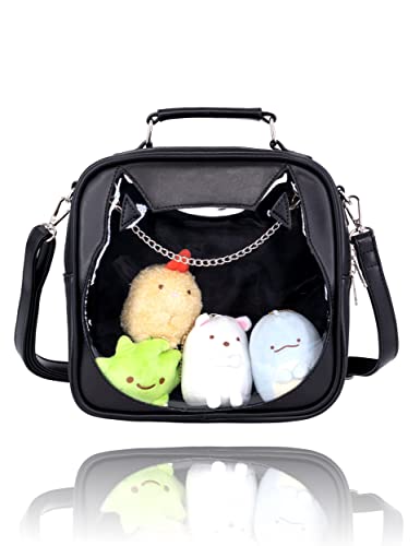 Soutrend Convertible Ita Bag for Anime Cosplay Pin Display Bag Cute Cat Women Purse Crossbody Shoulder Bag Satchel Lolita JK Bag Handbag Backpack Clear Bag with Insert