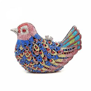 tngan women mini bird clutch full rhinestones and crystals handbag sparkling evening party purse shoulder bag, multicolor blue 1