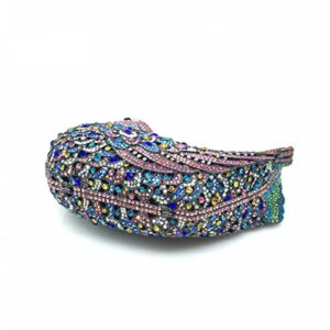 Tngan Women Mini Bird Clutch Full Rhinestones and Crystals Handbag Sparkling Evening Party Purse Shoulder Bag, Multicolor Blue 1