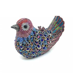 Tngan Women Mini Bird Clutch Full Rhinestones and Crystals Handbag Sparkling Evening Party Purse Shoulder Bag, Multicolor Blue 1