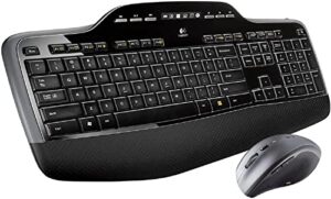 logitech mk710-rb desktop wireless keyboard/mouse combo, hyper-fast scrolling wireless mouse usb, keyboard with lcd dashboard, long battery life, black (renewed)