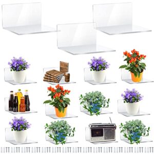wall shelves acrylic display shelf acrylic floating shelves acrylic shelf acrylic wall organizer with screws for kids nursery living room bathroom bedroom kitchen office (clear, 15 pieces)