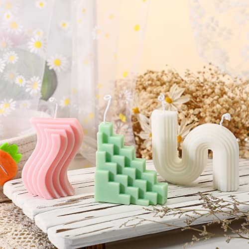 3 Pieces Twist Candle Aesthetic Candles Soy Wax Christmas Geometric Shaped Candle Art Trapezoid Triangle S Shape Candle