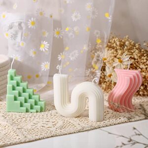 3 Pieces Twist Candle Aesthetic Candles Soy Wax Christmas Geometric Shaped Candle Art Trapezoid Triangle S Shape Candle