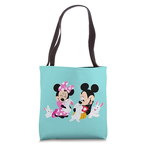 Disney Mickey and Minnie Mouse Easter Bunnies Turquoise Tote Bag