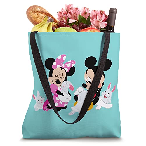 Disney Mickey and Minnie Mouse Easter Bunnies Turquoise Tote Bag