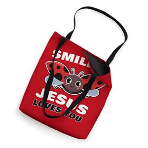 Smile Jesus Loves You - Adult & Kids Ladybug Christian Faith Tote Bag