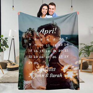 Custom Blanket with Photos Personalized Picture Blanket for Couples Anniversary Valentines Day Gifts for Him Customize Soft Fleece Wedding Blanket for Wife Husband Boyfriend Gifts Made in USA 60"x80"