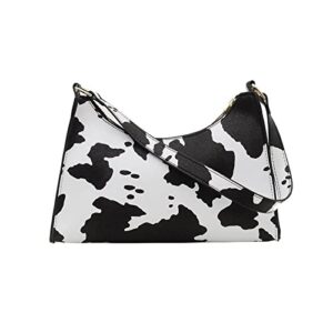 cow print shoulder purse for women, retro classic clutch handbag zipper (cow print)