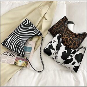 Cow Print Shoulder Purse for Women, Retro Classic Clutch HandBag Zipper (Cow Print)