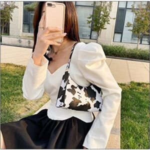 Cow Print Shoulder Purse for Women, Retro Classic Clutch HandBag Zipper (Cow Print)