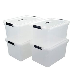 tyminin 4-pack 17.5 quart plastic latch storage box, storage bin with lids, clear
