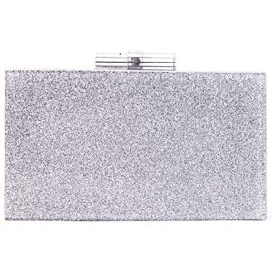 like dreams women fashion silver glitter acrylic box clutch for prom evening chain evening purse (silver)