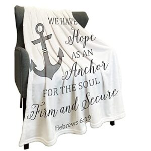 hommomh fleece blanket 50″ x 60″ we have this hope as an anchor for the soul firm and secure hebrews 6 19 inspirationa art christian lightweight fuzzy cozy soft throw for men women, air conditioning