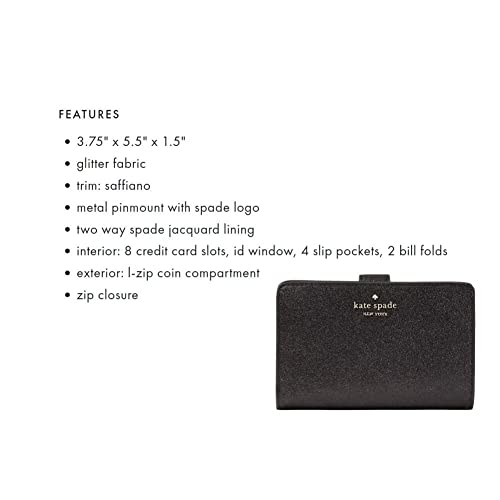 Kate Spade Wallets for Women Shimmy Glitter Wallet (Black)