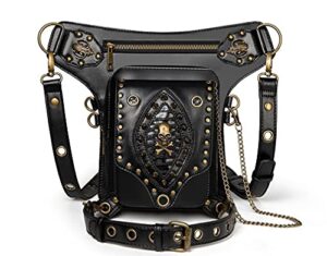 steampunk waist thigh bag gothic victorian cosplay backpack retro handheld crossbody shoulder bag vintage handbags black