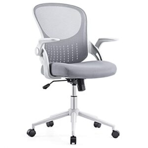 office chair – ergonomic flip-up arm home office computer swivel desk chair with wide seat, thickened seat cushion, widened backrest, storage back basket, lumbar support