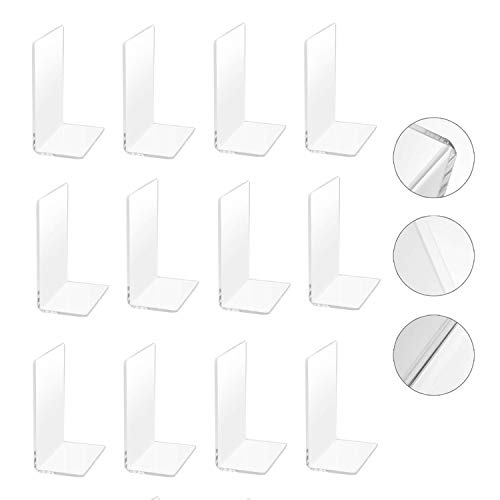 MerryNine Plastic Acrylic Bookends Pair Organizer Bookshelf Decor Decorative Bedroom Library Office School Supplies Stationery Gift (Plastic Acrylic_6 Pairs)