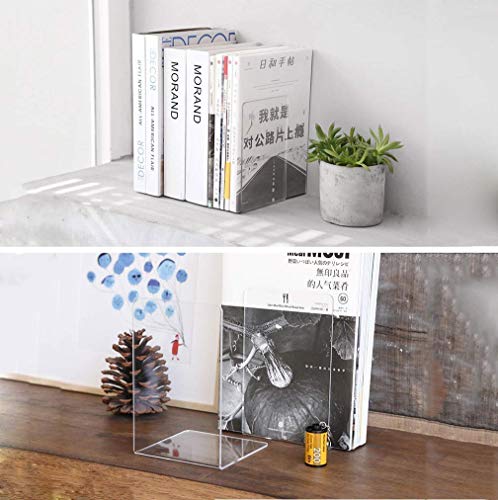 MerryNine Plastic Acrylic Bookends Pair Organizer Bookshelf Decor Decorative Bedroom Library Office School Supplies Stationery Gift (Plastic Acrylic_6 Pairs)