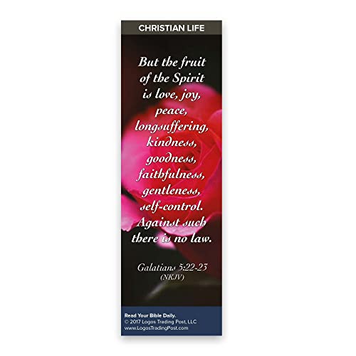 Christian Bookmark with Bible Verse, Pack of 25, Christian Life Themed, Love Joy Peace, Fruits of the Spirit, Galatians 5:22-23