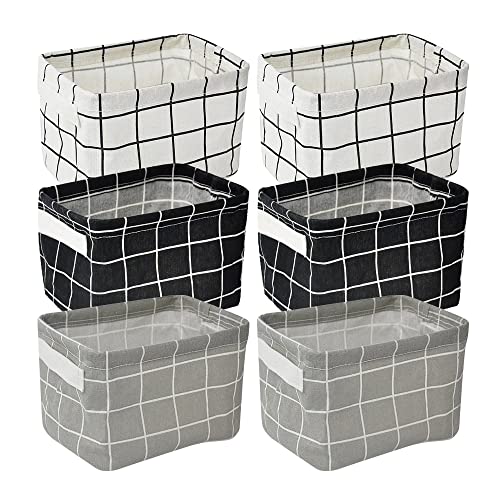 Yingliqi Foldable Fabric Storage Basket, Linen Storage Baskets for Towels, Small Storage Baskets for Shelves, Collapsible Canvas