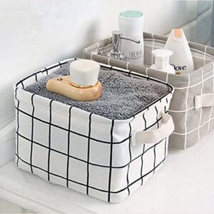 Yingliqi Foldable Fabric Storage Basket, Linen Storage Baskets for Towels, Small Storage Baskets for Shelves, Collapsible Canvas