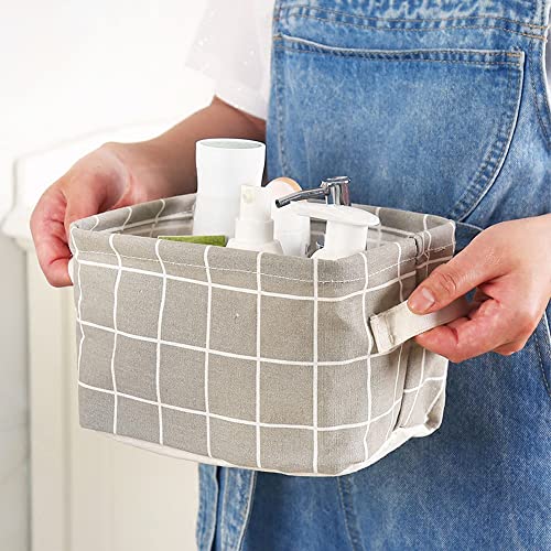 Yingliqi Foldable Fabric Storage Basket, Linen Storage Baskets for Towels, Small Storage Baskets for Shelves, Collapsible Canvas