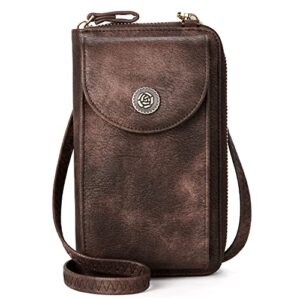 bromen small cell phone purse crossbody bags for women leather wallet with credit card holder