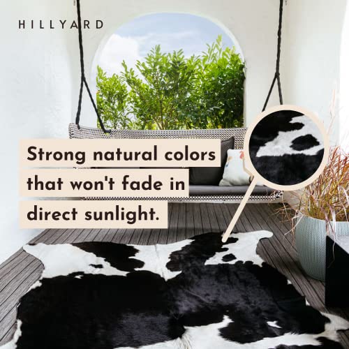 Hillyard Cowhide Rug Premium Black and White Real Handcrafted Grade A Natural Cowhide Rug - Sustainably Sourced and Lasts Longer Black and White Extra Large Cut - 7.5 x 6.5 ft