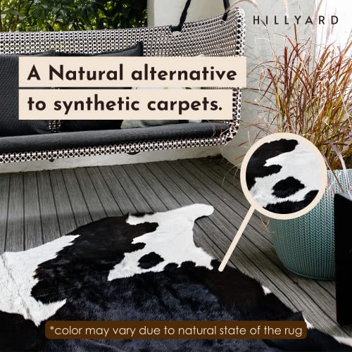 Hillyard Cowhide Rug Premium Black and White Real Handcrafted Grade A Natural Cowhide Rug - Sustainably Sourced and Lasts Longer Black and White Extra Large Cut - 7.5 x 6.5 ft