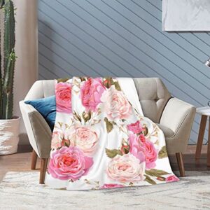 Rose Flower Blanket Throw Soft Fleece Ultra Warm Plush Micro Flannel for Bed Sofa Couch Office Home Lightweight Gifts Women Men 50"x60"