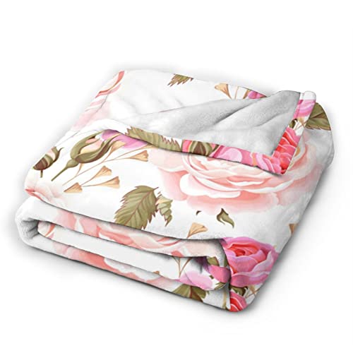 Rose Flower Blanket Throw Soft Fleece Ultra Warm Plush Micro Flannel for Bed Sofa Couch Office Home Lightweight Gifts Women Men 50"x60"