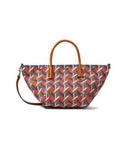 tory burch canvas basket weave small tote tory red basket weave one size