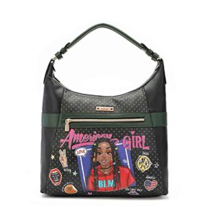 destiny by nicole lee shoulder hobo bag eco leather fashion print top handle zipper pocket handbag for women girls nk12115 amg