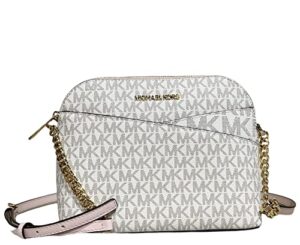 michael kors jet set medium dome crossbody vanilla signature powder blush pink