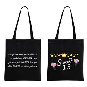 mbmso 13th birthday gifts for girls sweet 13 tote bag13 year old girls gifts sweet thirteen shopping tote bag 13 birthday presents