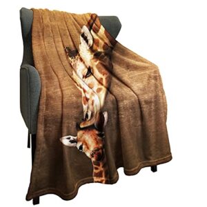 hommomh fleece blanket 50″ x 60″ giraffe, mother love, first kiss lightweight fuzzy cozy soft warm throw for kids men women, air conditioning