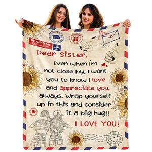 Sister Gifts from Sister, Brother - Gifts for Sister - Birthday Gifts for Sister, Sister Birthday Gifts from Sister - Funny Gift for Sister - Big Sister Gifts, Little Sister Gifts - Sister Blanket