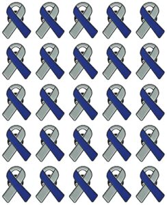 jeirles wholesale 25 pc gray & blue type 1 diabetes awareness quality enamel ribbon pins with clutch clasp -25 pins – show your support for type 1 diabetes awareness