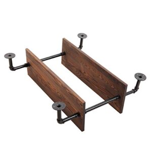 Pipe Floating Shelves, 2-Tiers Industrial Pipe Wall Shelves Bookshelf, Rustic Wall Mount Corner Shelf with Metal Frame, Storage Shelves for Bathroom, Bedroom, Kitchen, Living Room