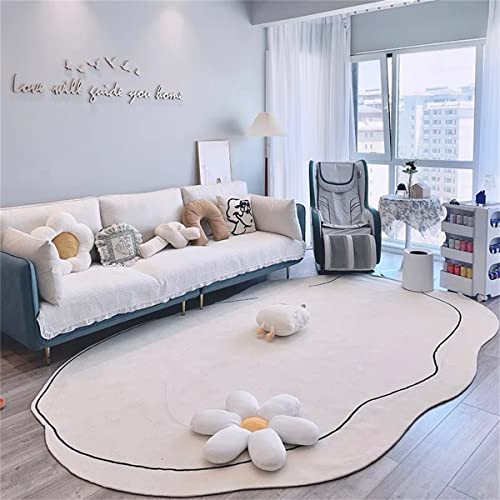 YEMYOR Faux Sheepskin Cloud Shaped Rug Oddly Shaped Rug White Cloud Decorative Bedroom Floor Sofa Living Room Area Rug, Soft Anti-Slip Rug for Outdoor and Indoor Floors (48x63)