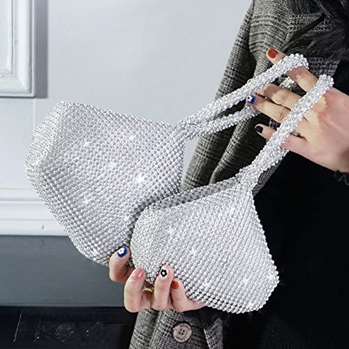 New Groupcow Women's Evening Bags Glitter Rhinestone Triangle Purse Party Prom Wedding Purse