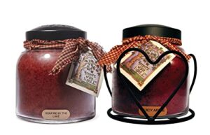 valentine’s day special bundle bonfire by the lake – 34oz papa scented candle jar plus black heart candle jar holder