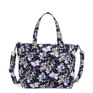 vera bradley women’s cotton multi-strap shoulder satchel purse, bloom boom navy – recycled cotton, one size