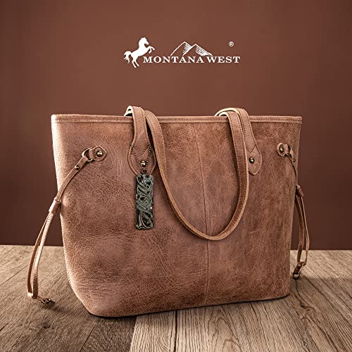 Montana West Tote Bag Concealed Carry Purses for Women Large Shoulder Handbags with Holster Brown MWL-G002BR4